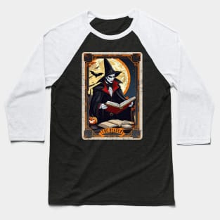 The Reader Retro Vampire Halloween Tarot Card Baseball T-Shirt